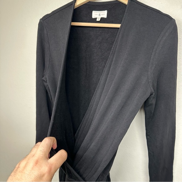 Lou & Grey Jumpsuit Womens XXS Signature soft Knit Crossover Long Sleeve Black - Picture 8 of 12